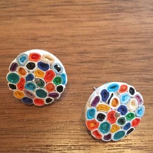 Colorful Post Style Earrings Handmade from Recycled Materials Bags